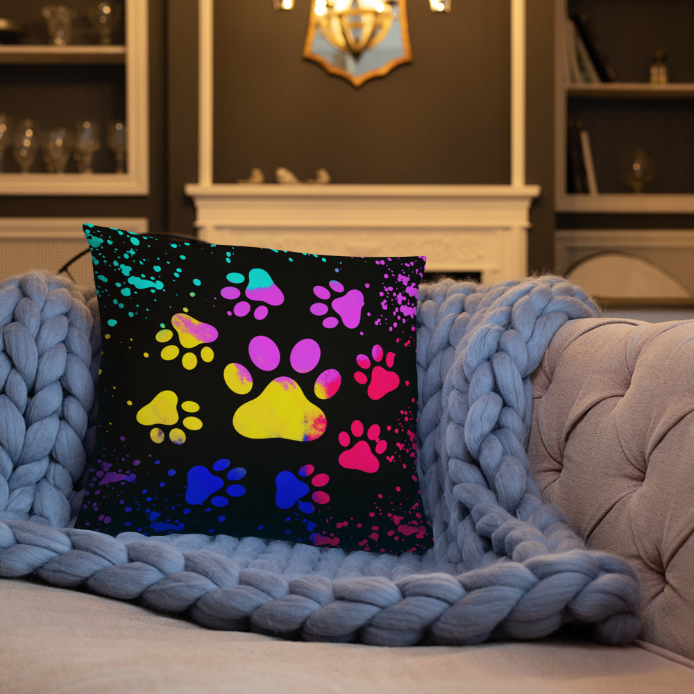 LIGHT RAINBOW DOG PAWS- Basic Pillow