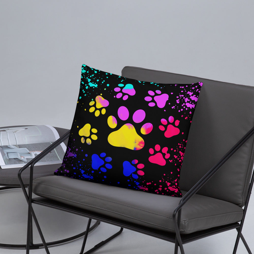 LIGHT RAINBOW DOG PAWS- Basic Pillow