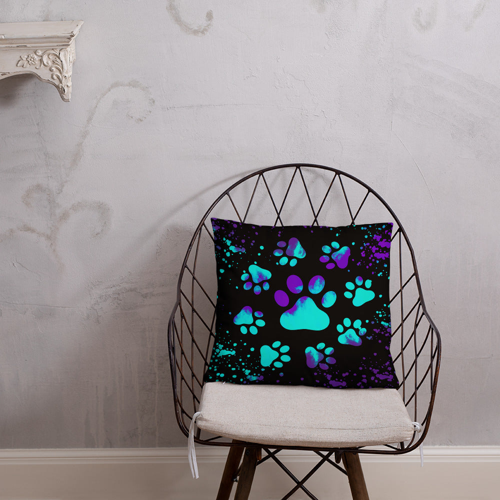 BLUE/ PURPLE DOG PAWS- Basic Pillow