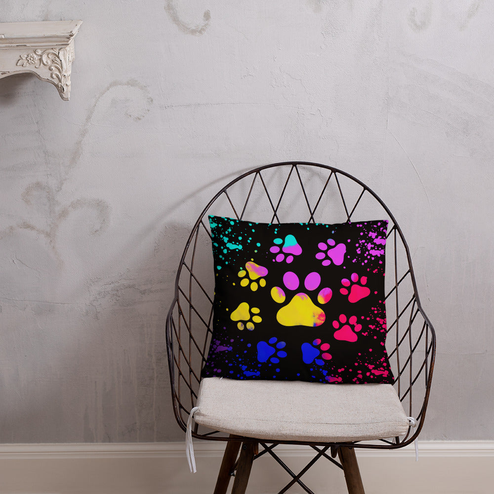 LIGHT RAINBOW DOG PAWS- Basic Pillow