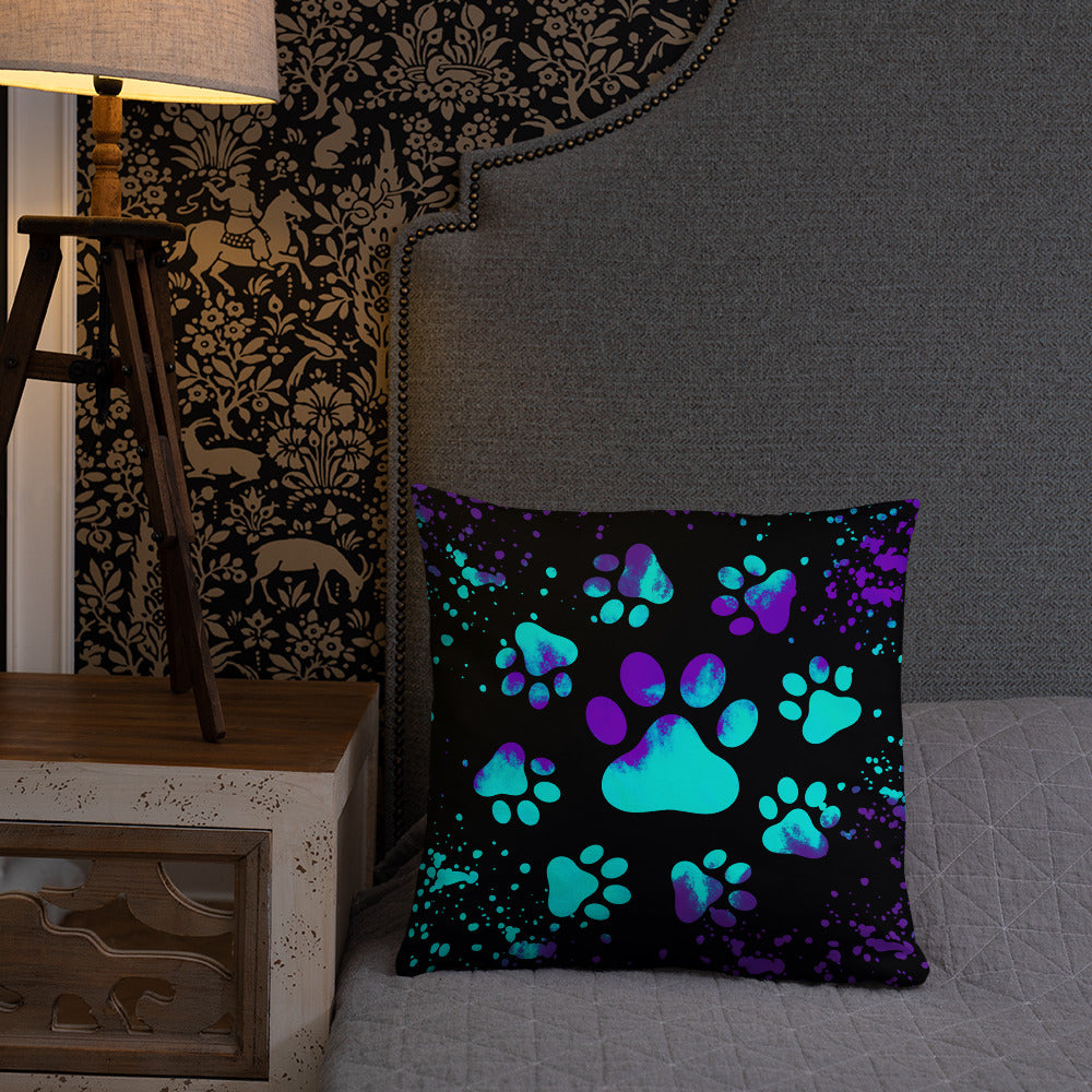 BLUE/ PURPLE DOG PAWS- Basic Pillow