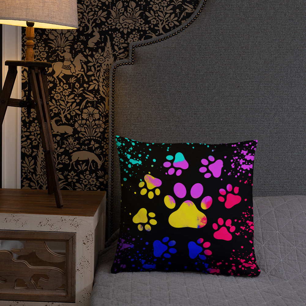 LIGHT RAINBOW DOG PAWS- Basic Pillow