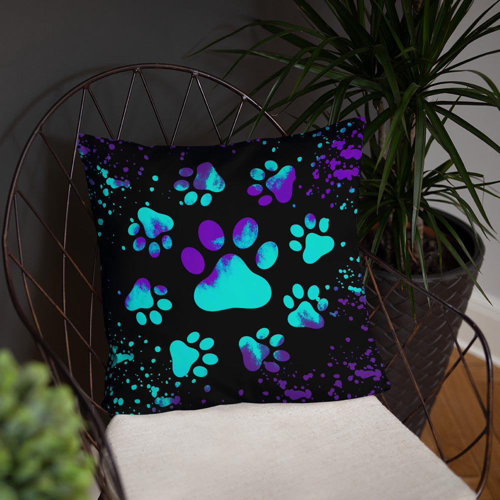 BLUE/ PURPLE DOG PAWS- Basic Pillow