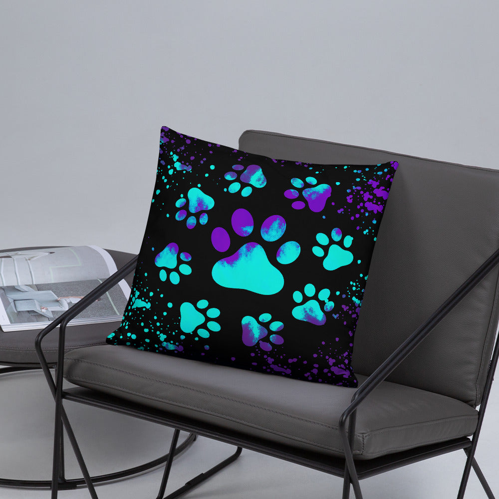 BLUE/ PURPLE DOG PAWS- Basic Pillow