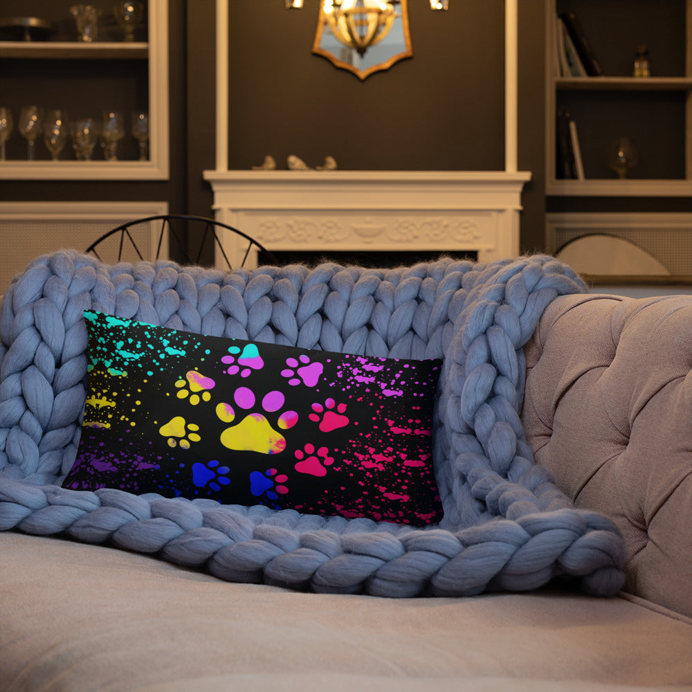 LIGHT RAINBOW DOG PAWS- Basic Pillow