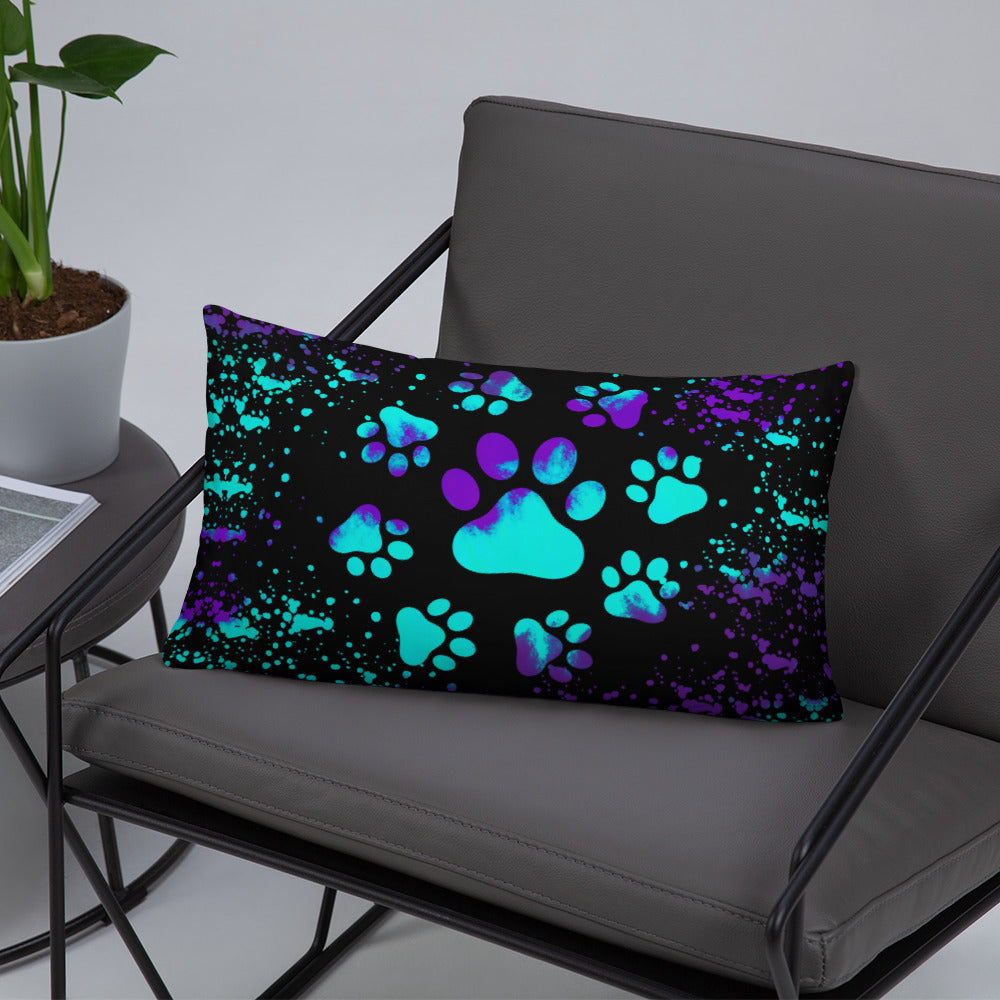 BLUE/ PURPLE DOG PAWS- Basic Pillow