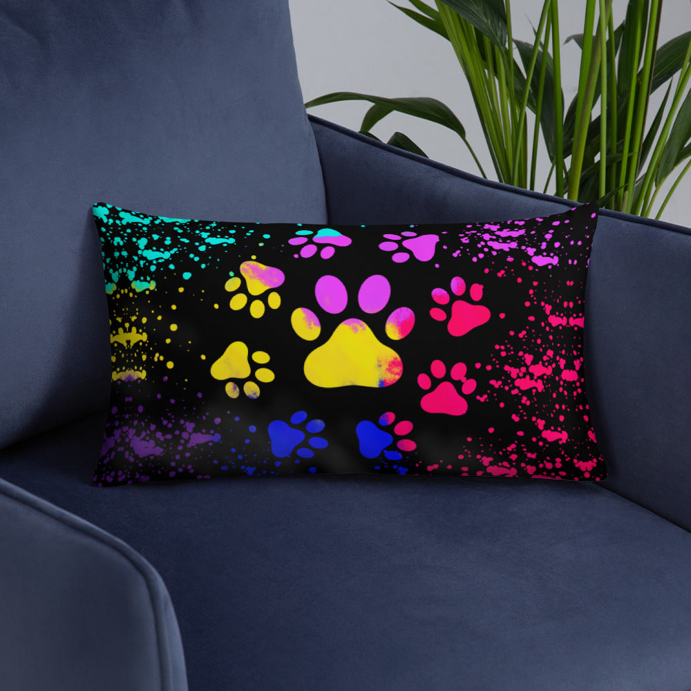 LIGHT RAINBOW DOG PAWS- Basic Pillow