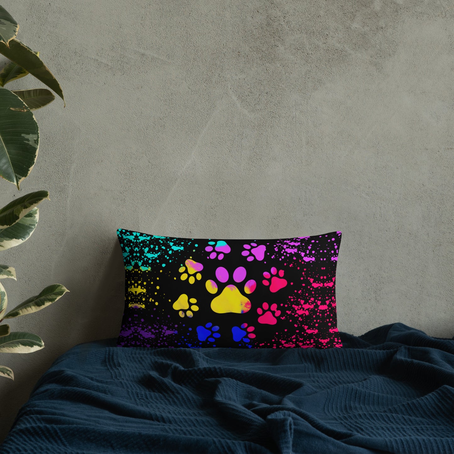 LIGHT RAINBOW DOG PAWS- Basic Pillow