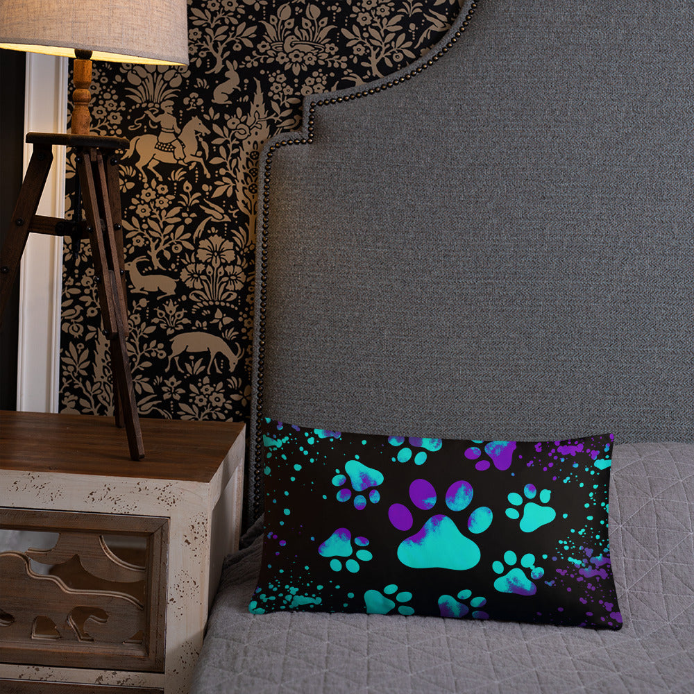 BLUE/ PURPLE DOG PAWS- Basic Pillow