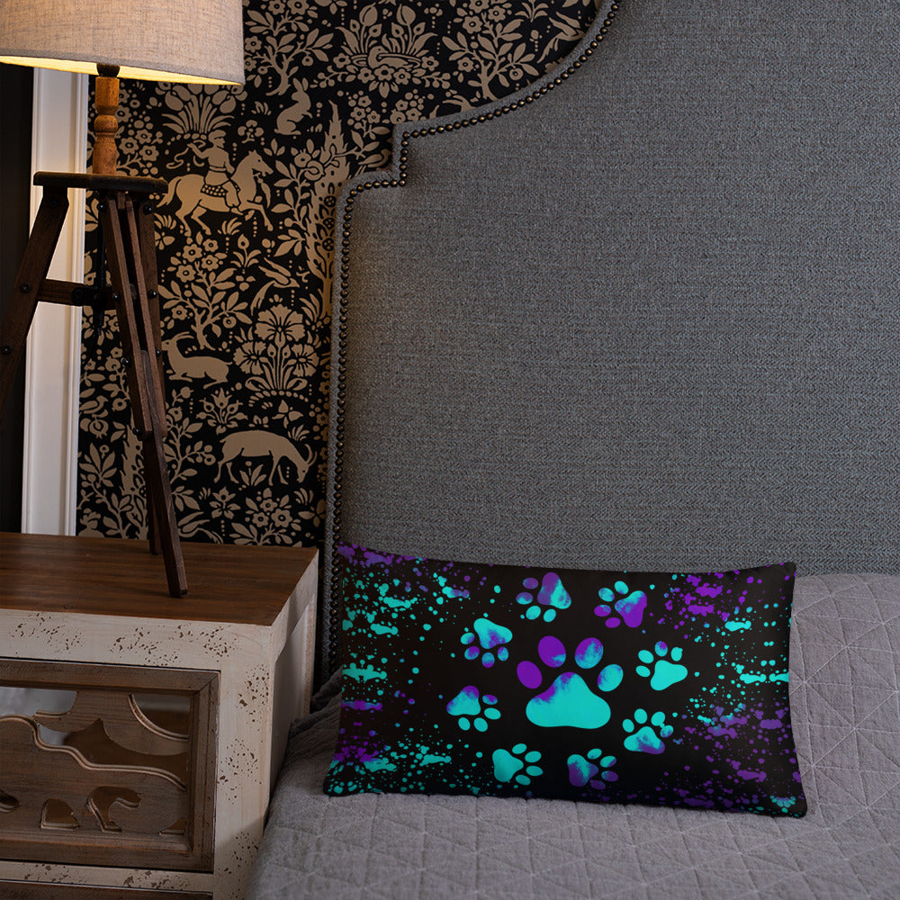 BLUE/ PURPLE DOG PAWS- Basic Pillow