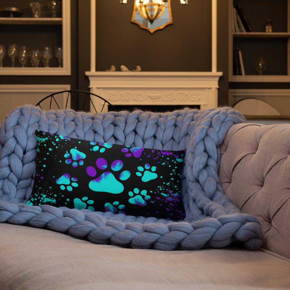 BLUE/ PURPLE DOG PAWS- Basic Pillow