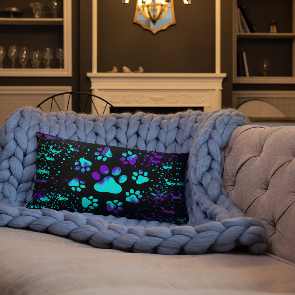 BLUE/ PURPLE DOG PAWS- Basic Pillow