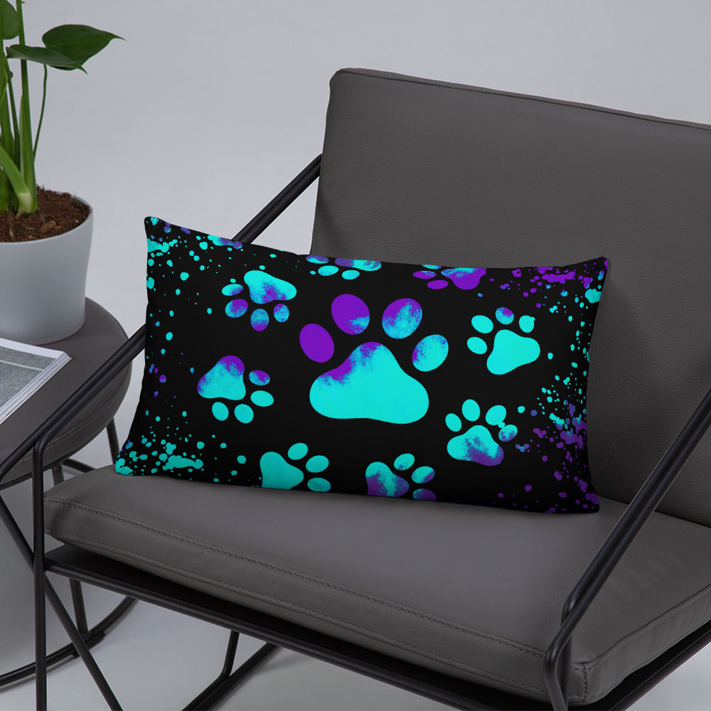 BLUE/ PURPLE DOG PAWS- Basic Pillow