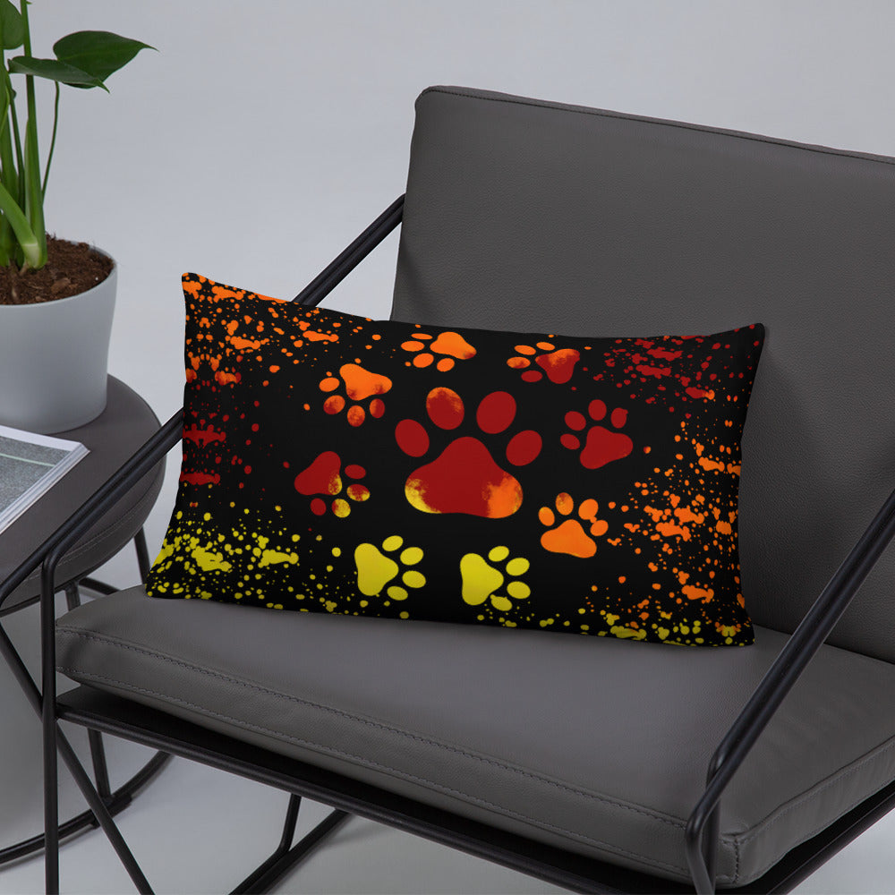 ORANGE/ YELLOW DOG PAWS- Basic Pillow
