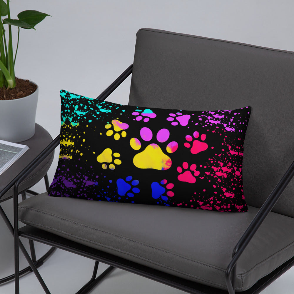 LIGHT RAINBOW DOG PAWS- Basic Pillow