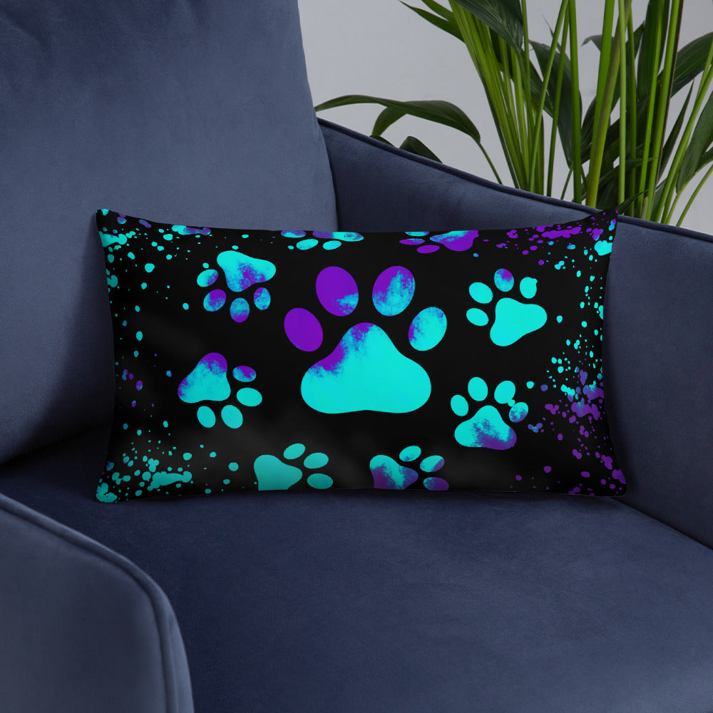 BLUE/ PURPLE DOG PAWS- Basic Pillow