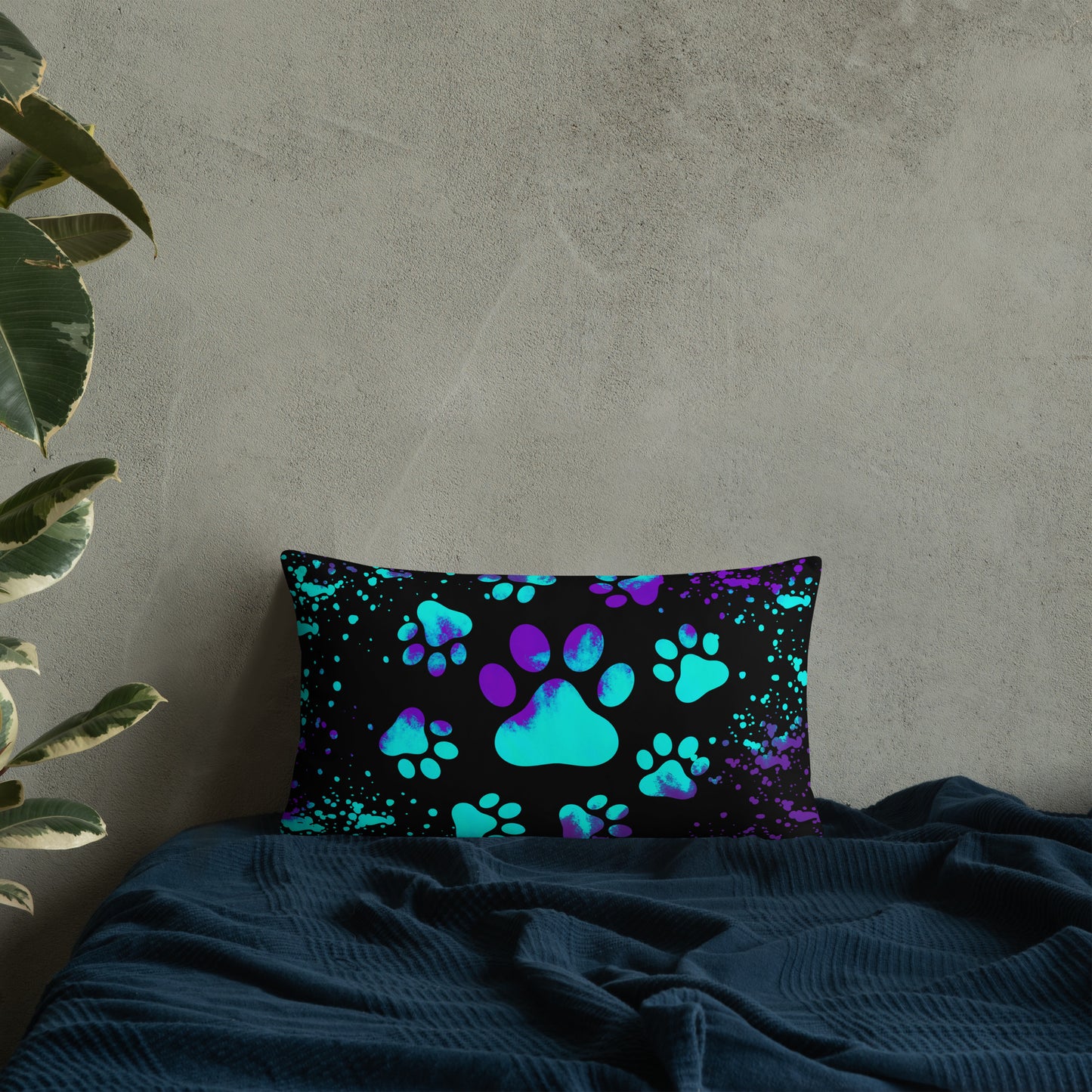 BLUE/ PURPLE DOG PAWS- Basic Pillow