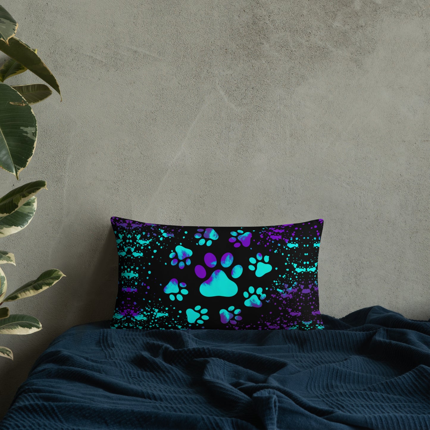 BLUE/ PURPLE DOG PAWS- Basic Pillow