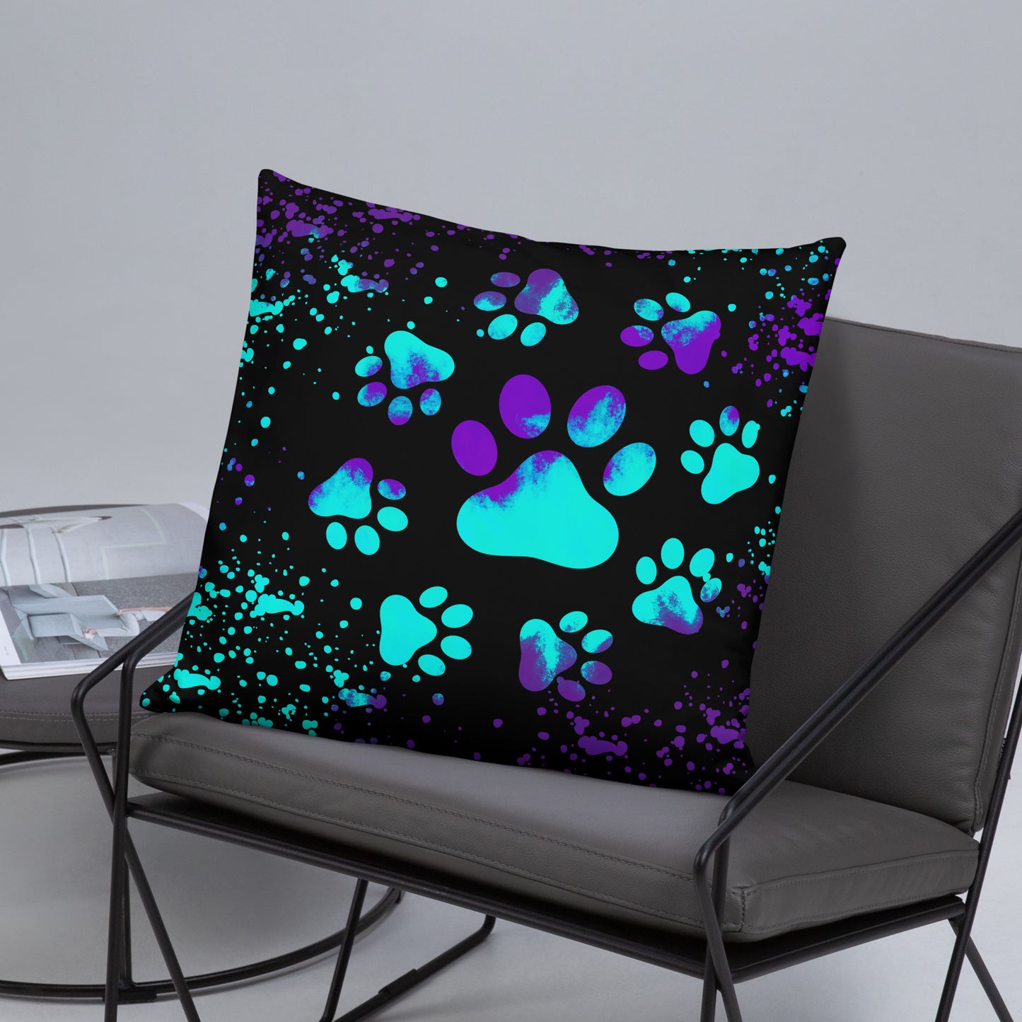 BLUE/ PURPLE DOG PAWS- Basic Pillow