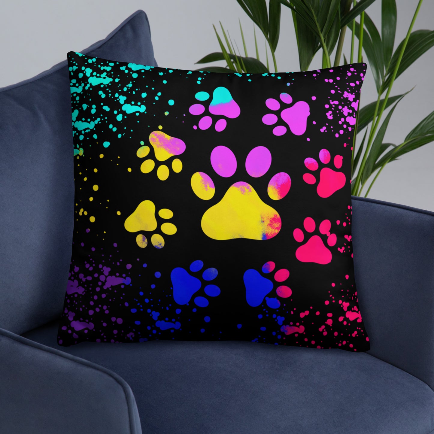 LIGHT RAINBOW DOG PAWS- Basic Pillow