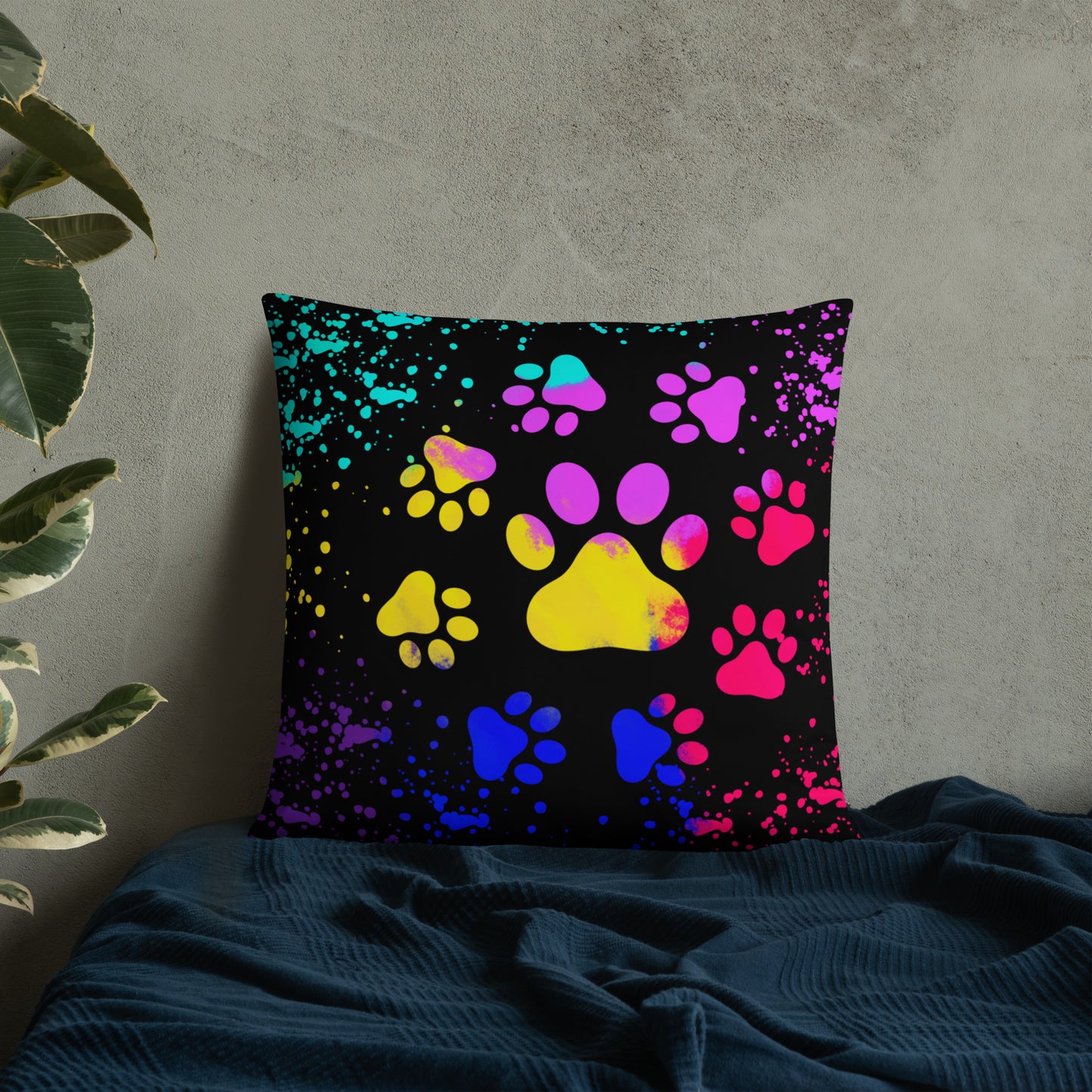 LIGHT RAINBOW DOG PAWS- Basic Pillow