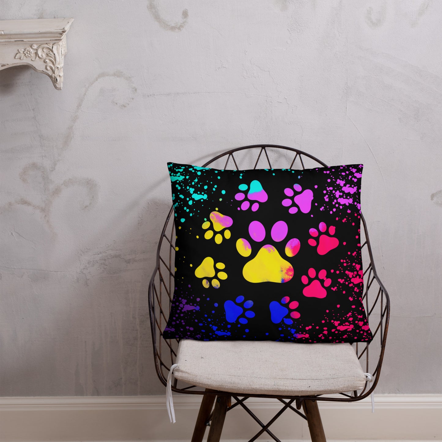 LIGHT RAINBOW DOG PAWS- Basic Pillow