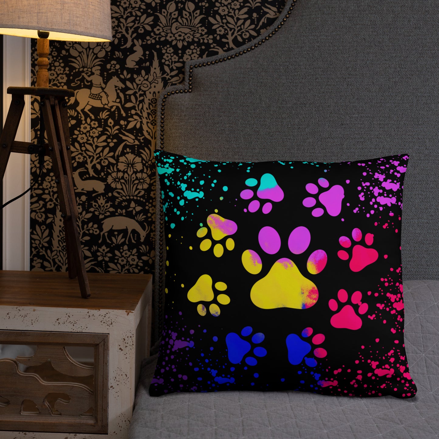 LIGHT RAINBOW DOG PAWS- Basic Pillow