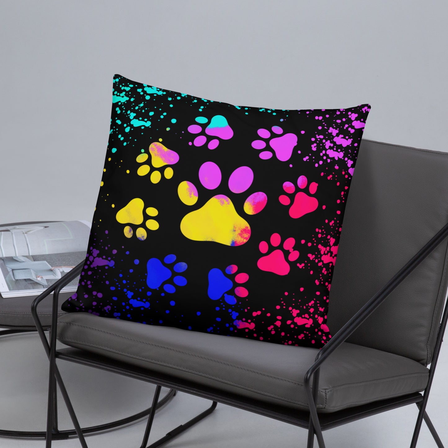 LIGHT RAINBOW DOG PAWS- Basic Pillow
