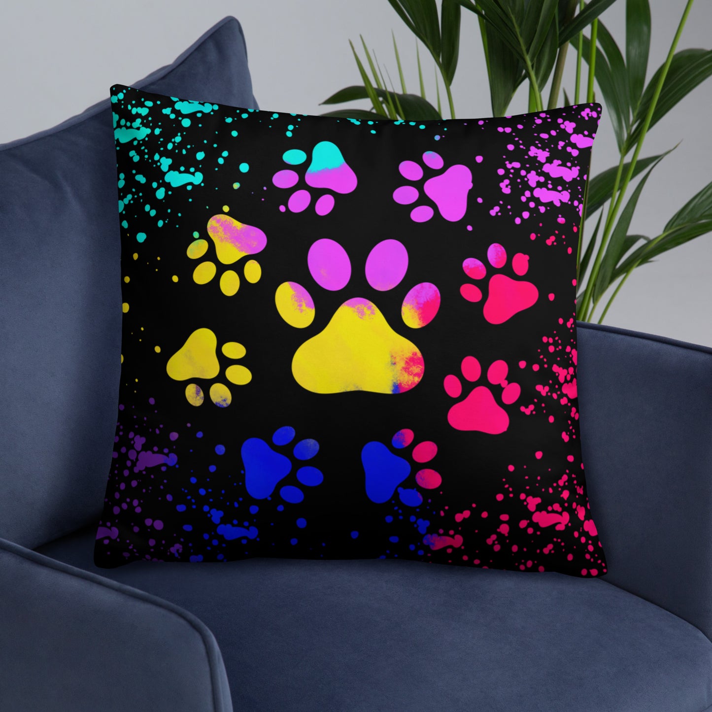 LIGHT RAINBOW DOG PAWS- Basic Pillow