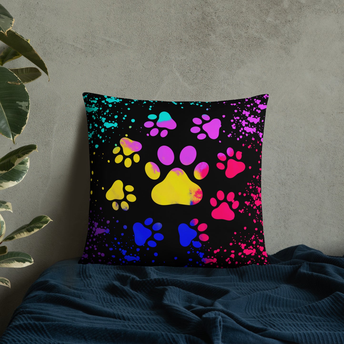 LIGHT RAINBOW DOG PAWS- Basic Pillow