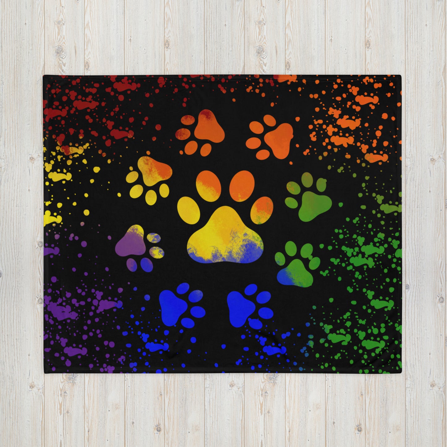 DARK RAINBOW DOG PAWS- Throw Blanket