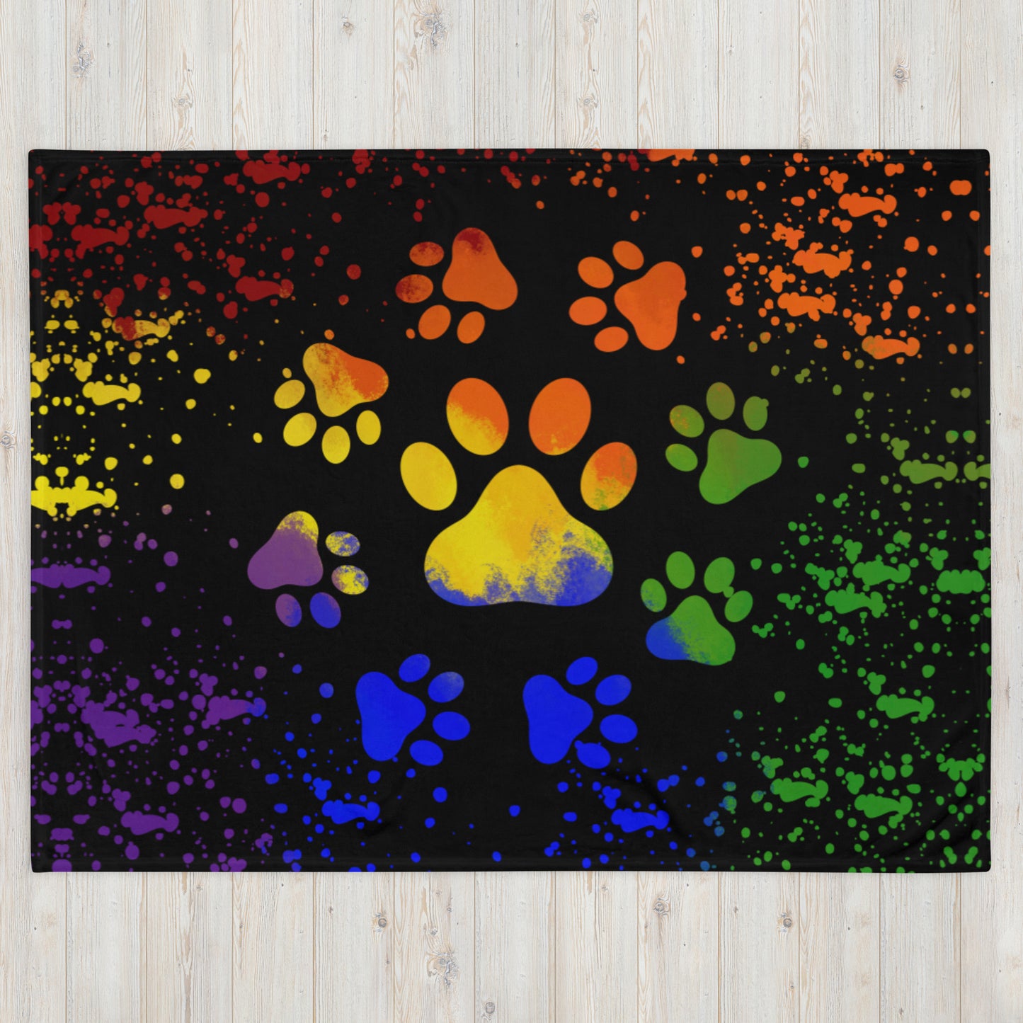 DARK RAINBOW DOG PAWS- Throw Blanket