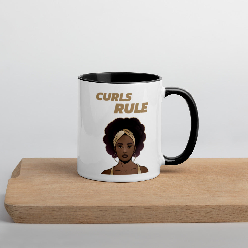 CURLS RULE- Mug with Color Inside