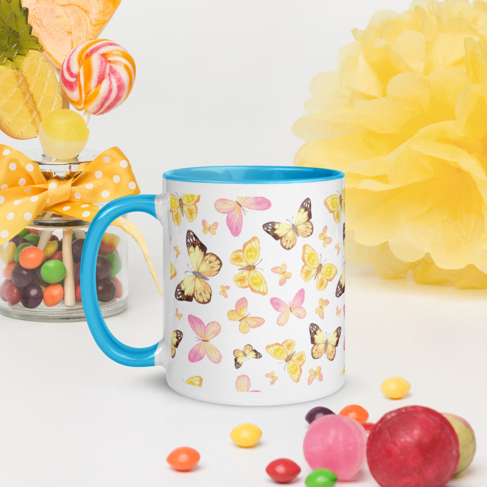 YELLOW BUTTERFLIES- Mug with Color Inside