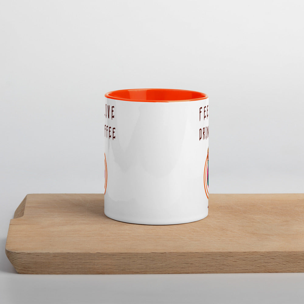 FEEL ALIVE, DRINK COFFEE- Mug with Color Inside