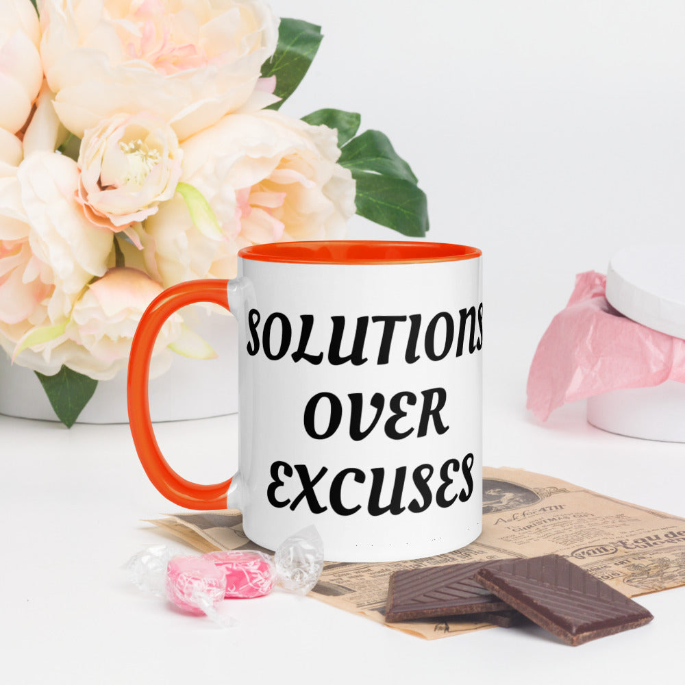 SOLUTIONS OVER EXCUSES- Mug with Color Inside