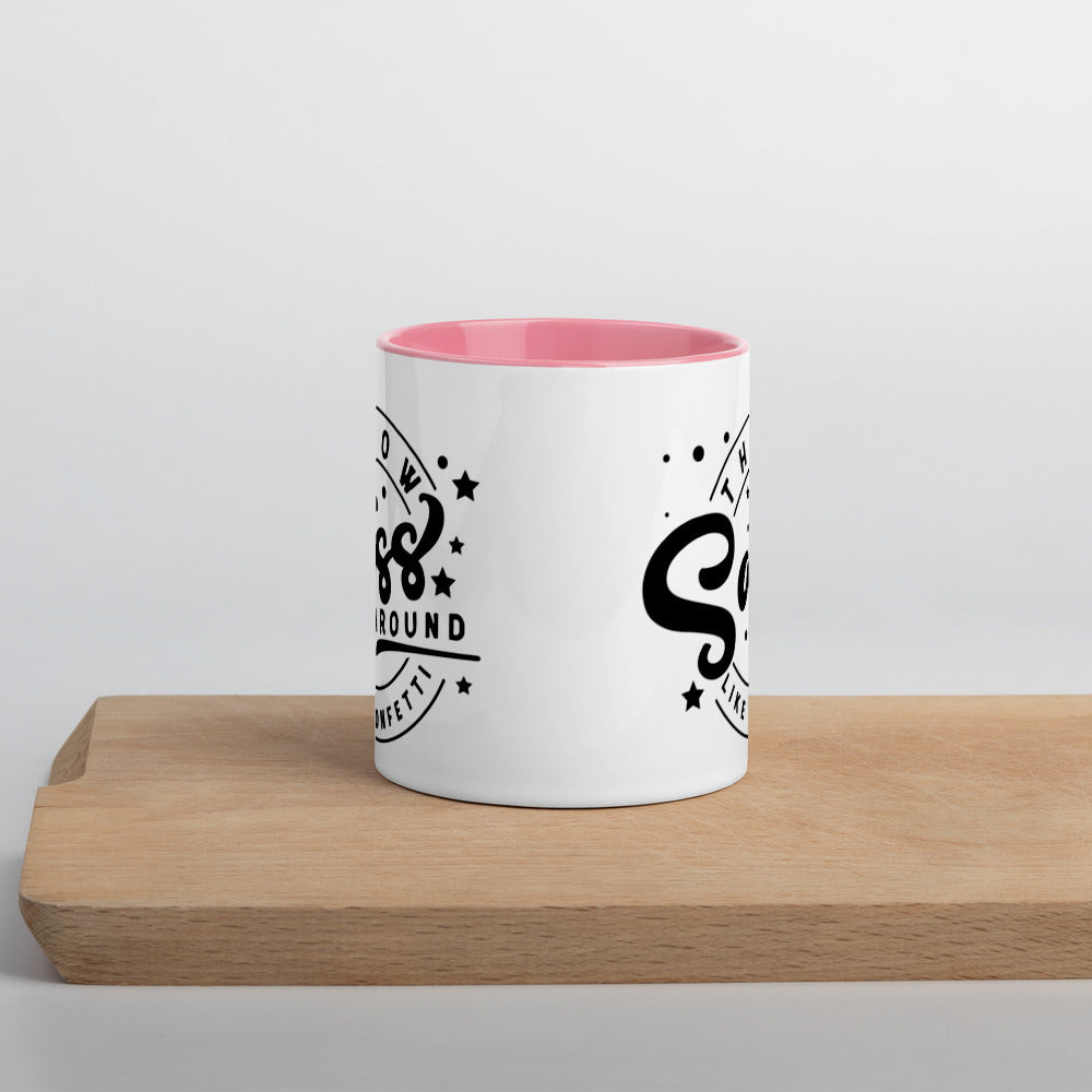 THROW SASS LIKE CONFETTI- Mug with Color Inside