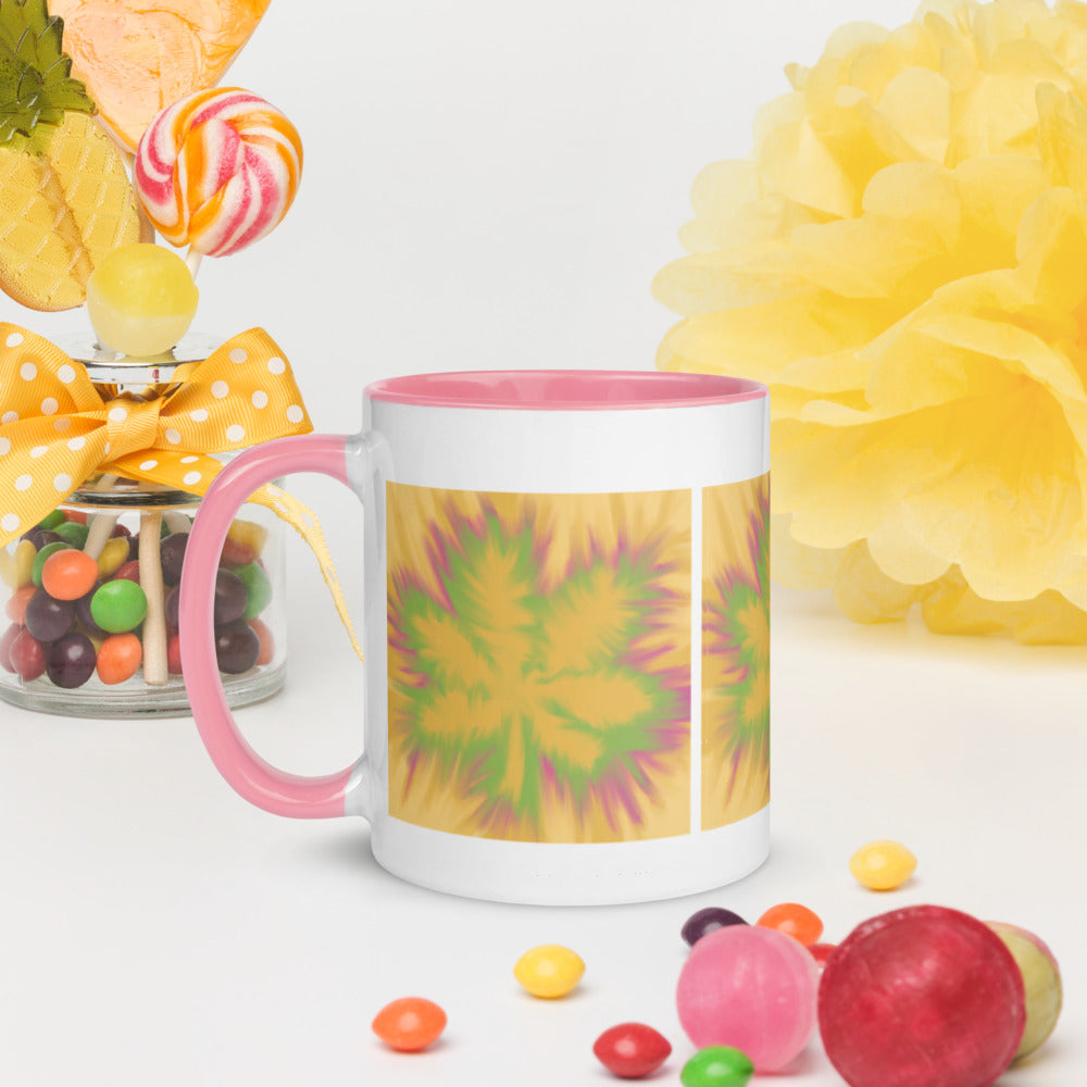 TYE DYE MARIJUANA LEAF- Mug with Color Inside