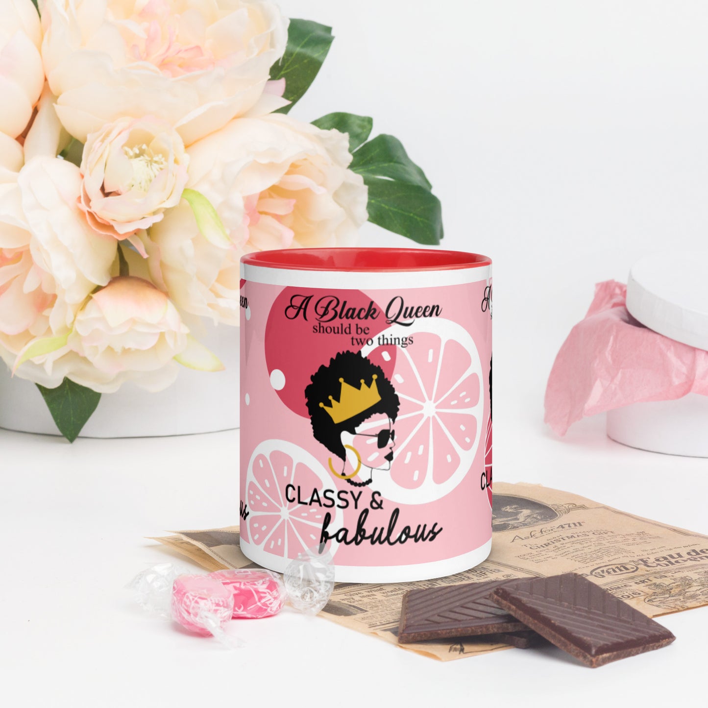 FABULOUS AND CLASSY BLACK QUEEN- Mug with Color Inside