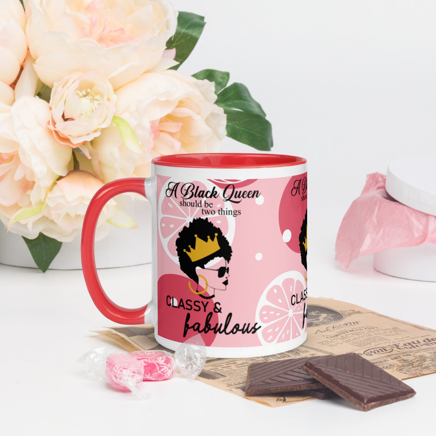 FABULOUS AND CLASSY BLACK QUEEN- Mug with Color Inside