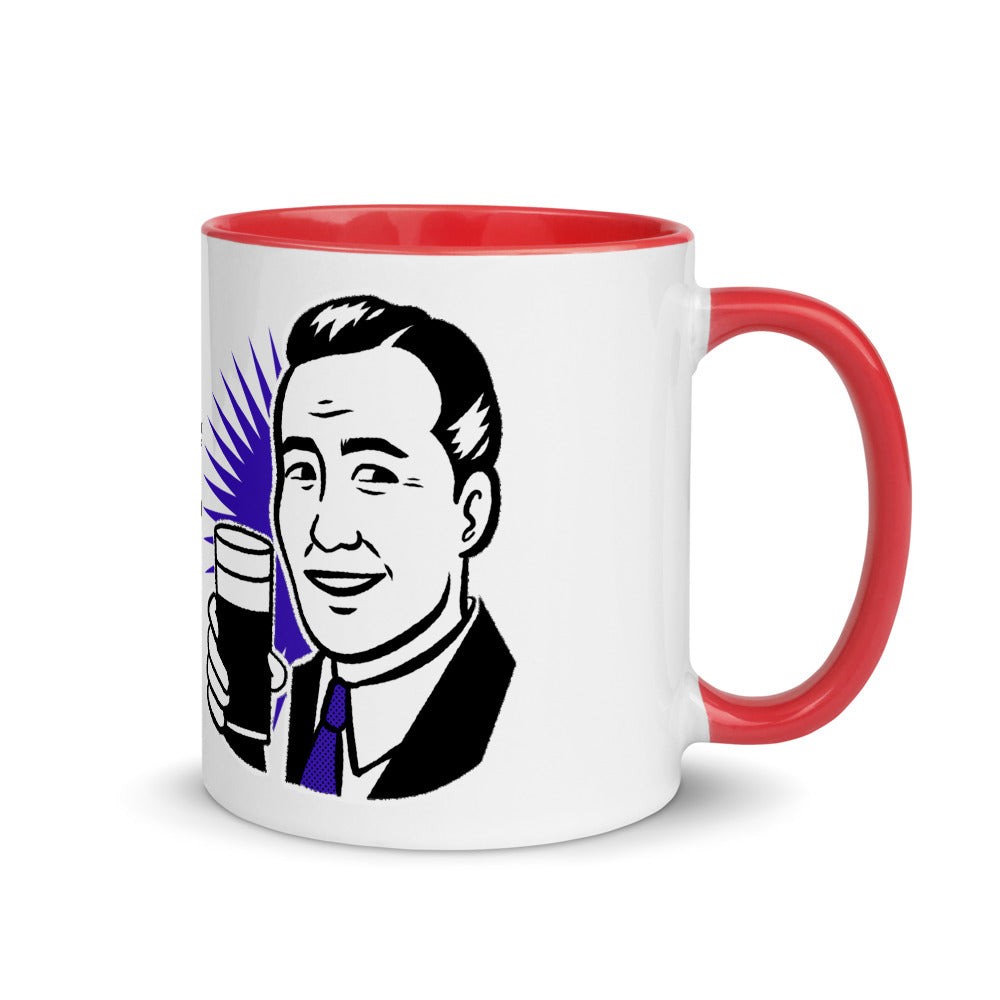 HERE'S A CUP OF MAN THE F UP- Mug with Color Inside