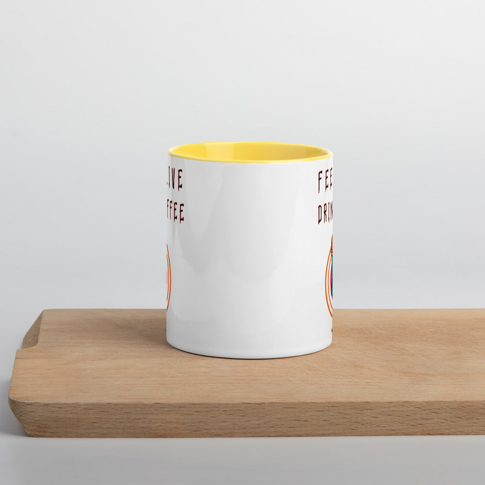 FEEL ALIVE, DRINK COFFEE- Mug with Color Inside