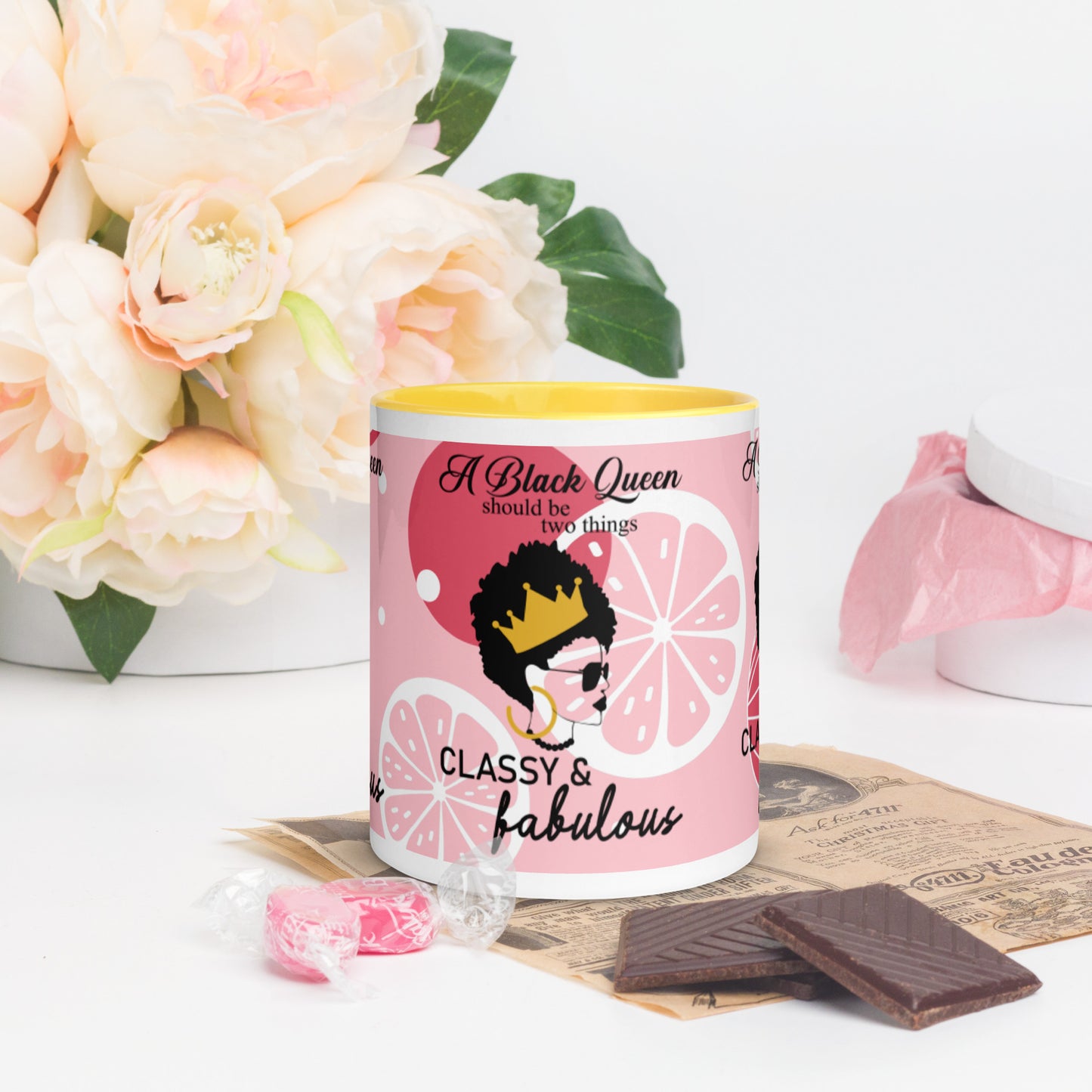 FABULOUS AND CLASSY BLACK QUEEN- Mug with Color Inside
