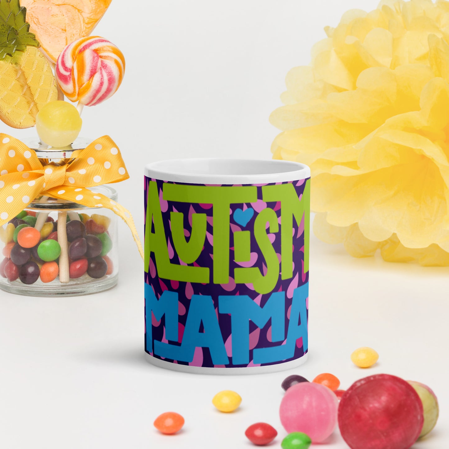 AUTISM MAMA- White glossy mug