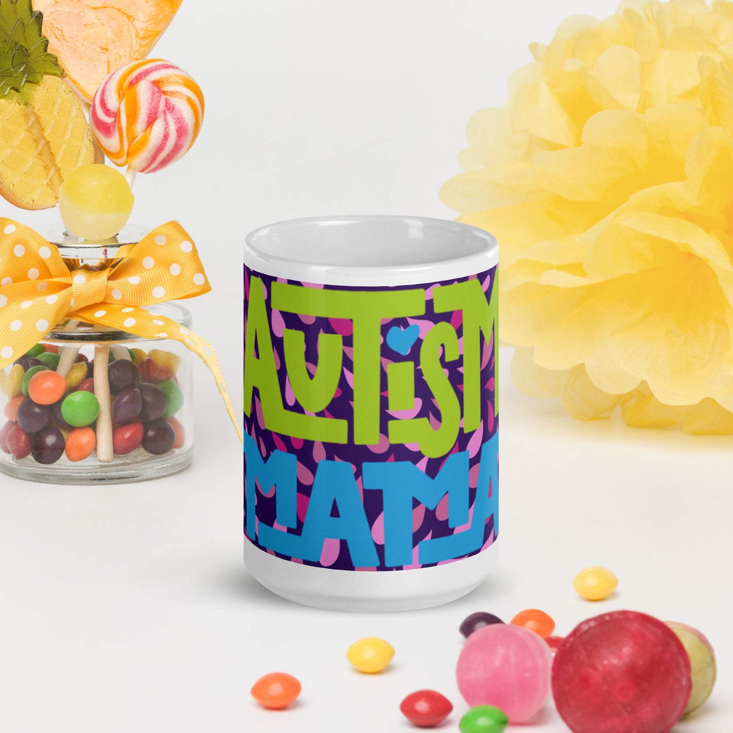 AUTISM MAMA- White glossy mug