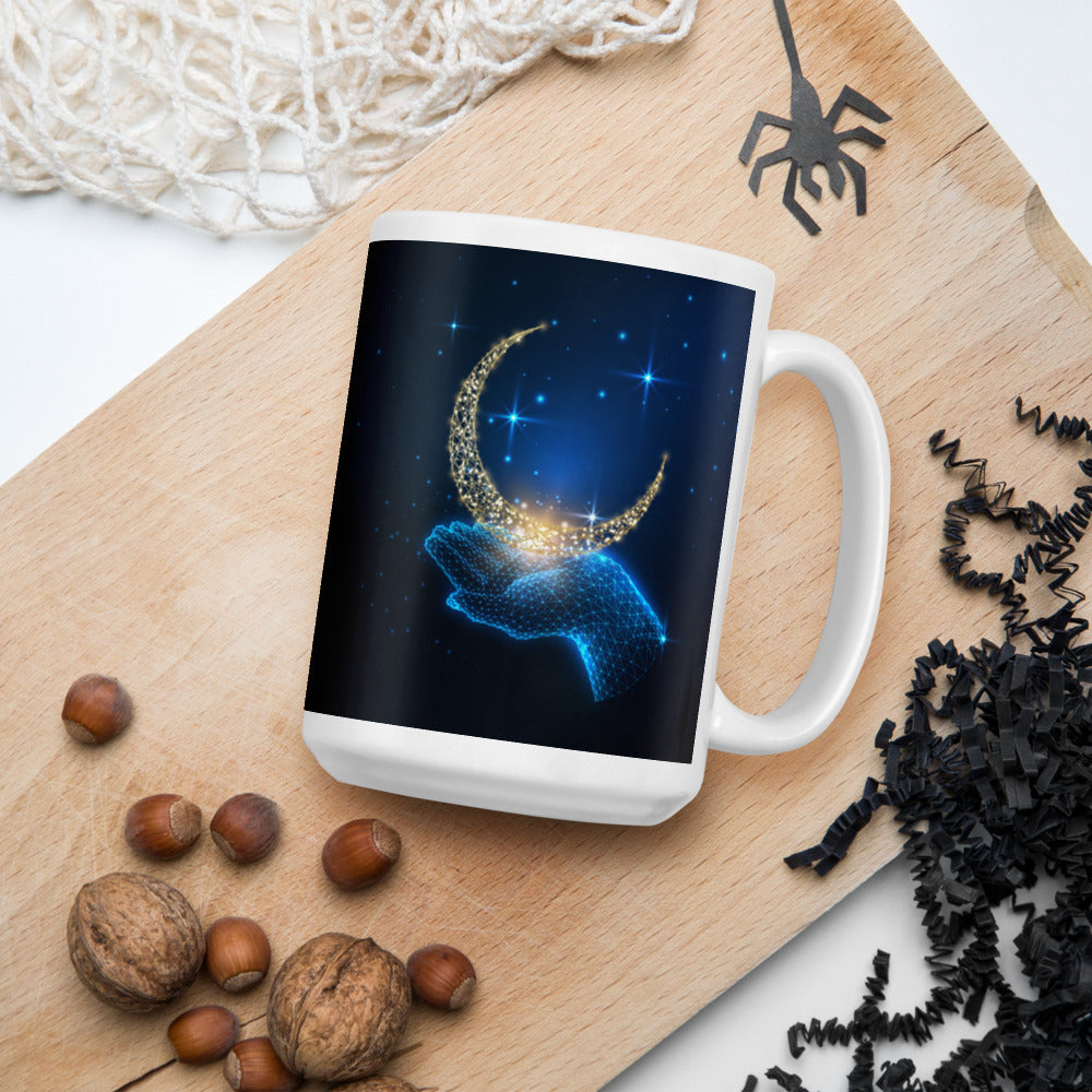 HOLD THE NIGHT- White glossy mug