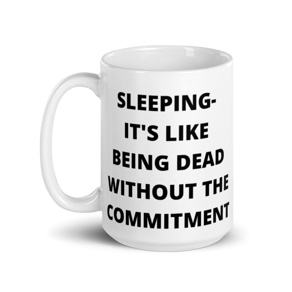 SLEEPING DEFINITION- White glossy mug