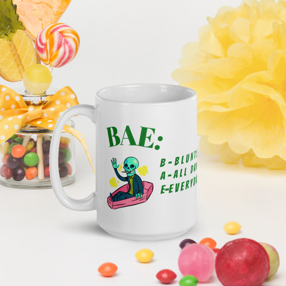 BAE- BLUNTS ALL DAY EVERYDAY- White glossy mug