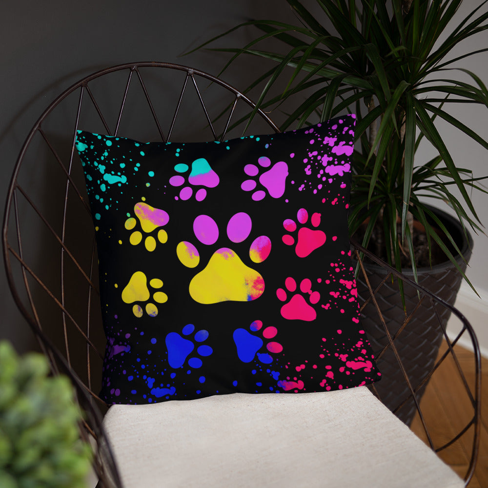 LIGHT RAINBOW DOG PAWS- Basic Pillow
