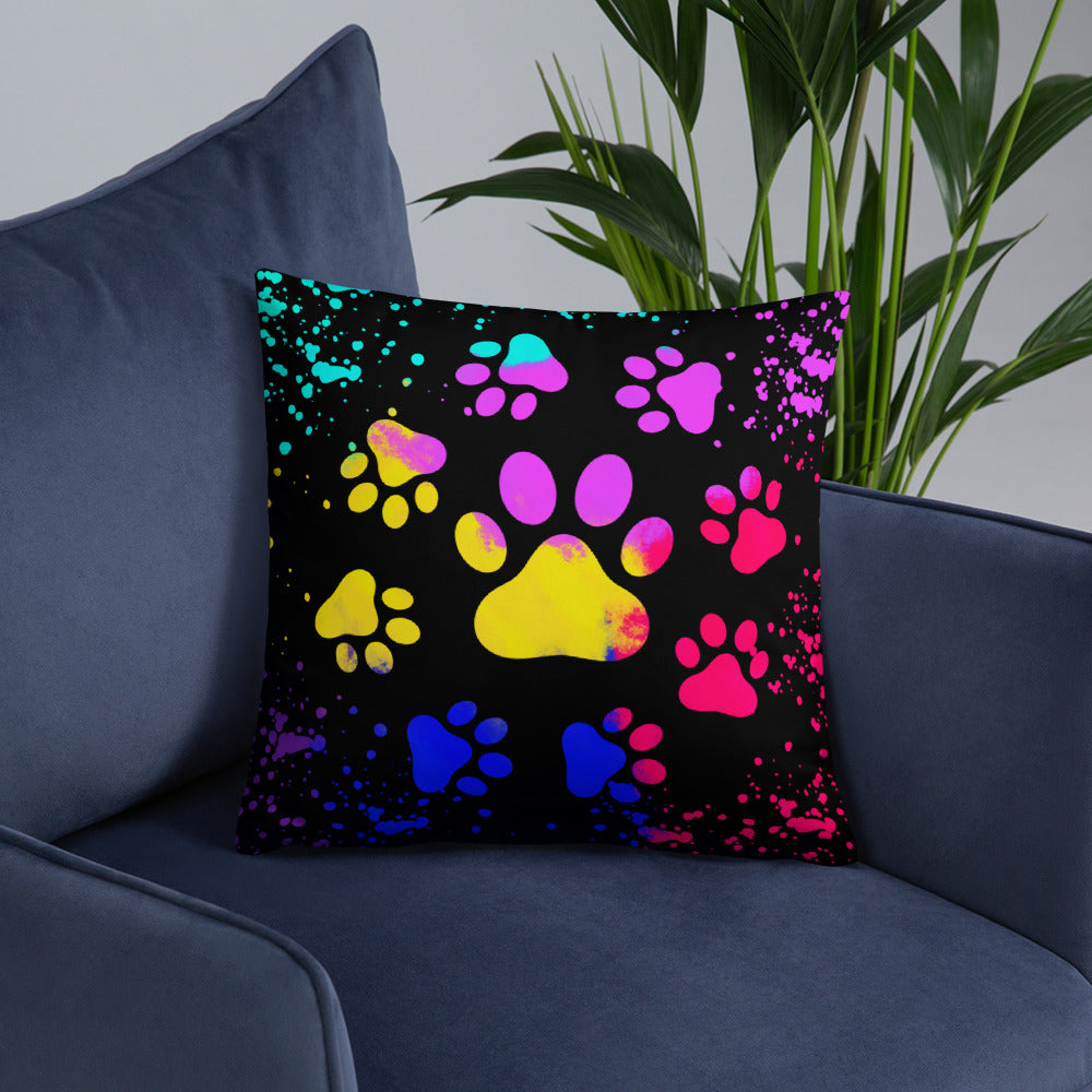 LIGHT RAINBOW DOG PAWS- Basic Pillow
